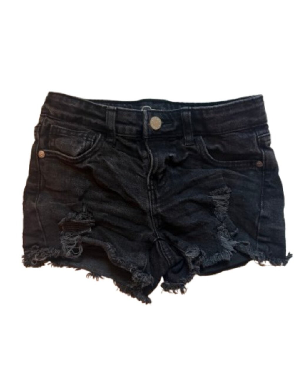 Art Class Black Distressed Denim Shorts Girls Size M (8)